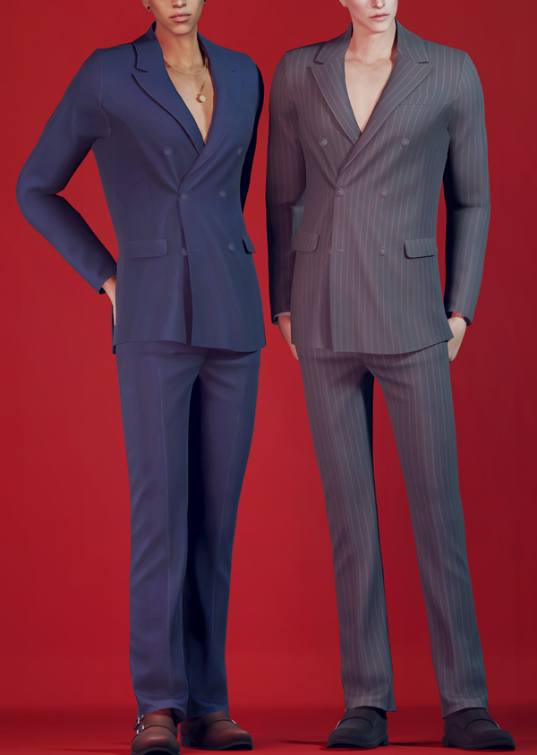 Alpha [KK] Double breasted suit 02 by simsfinds - The Sims 4 Custom Content