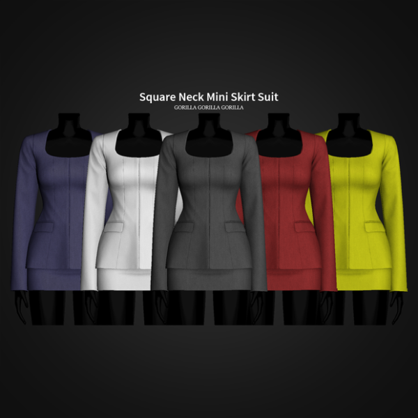 Alpha Square Neck Mini Skirt Suit by simsfinds - The Sims 4 Custom Content