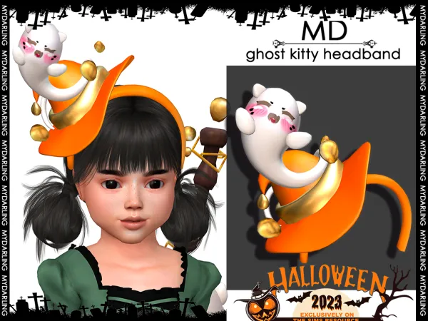 Alpha Ghostly kitty headband - The Sims 4 Custom Content