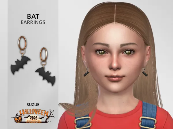 Alpha Halloween Bat Earrings Child - The Sims 4 Custom Content