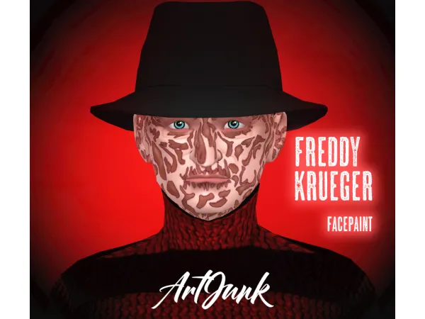 Maxis Match Freddy Krueger facepaint by ArtJunk - The Sims 4 Custom Content