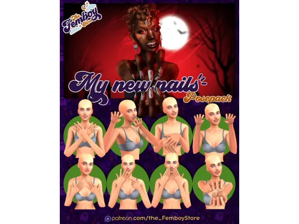 Mix [FEMBOY] My new Nails Posepack - The Sims 4 Custom Content