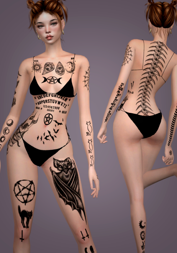 Mix Collection Tattoos halloween by simsfinds - The Sims 4 Custom Content