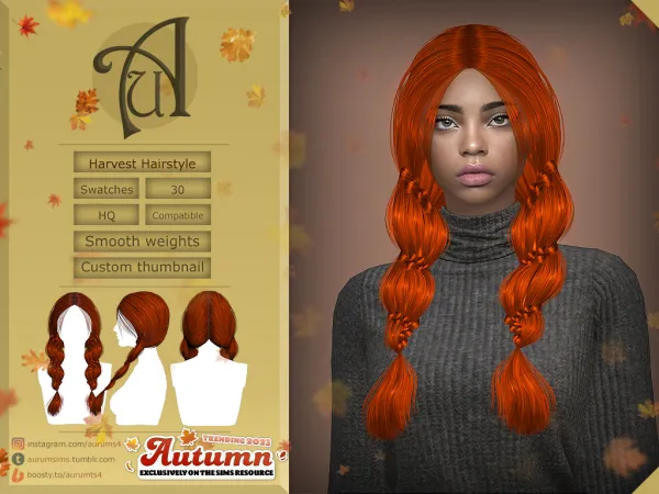 Alpha HARVEST AUTUMN FEMALE BRAIDED HAIRSTYLE FOR - The Sims 4 Custom Content