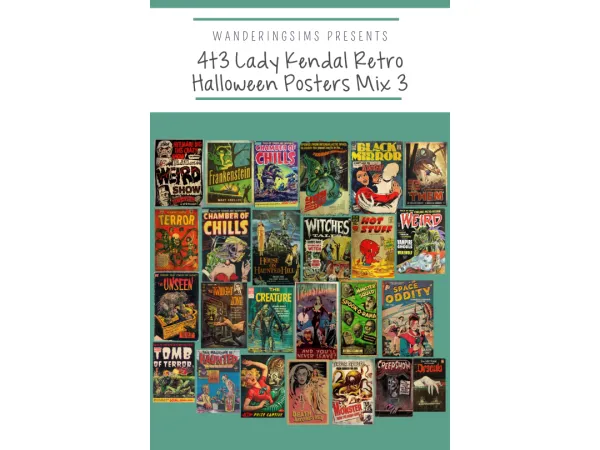 Introducing 4t3 Lady Kendal Retro Halloween Posters Mix 3 - The Sims 3 Custom Content