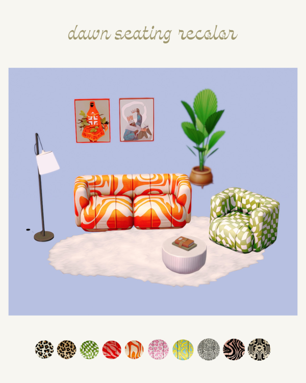 dawn seating recolors by simsfinds - The Sims 2 Custom Content