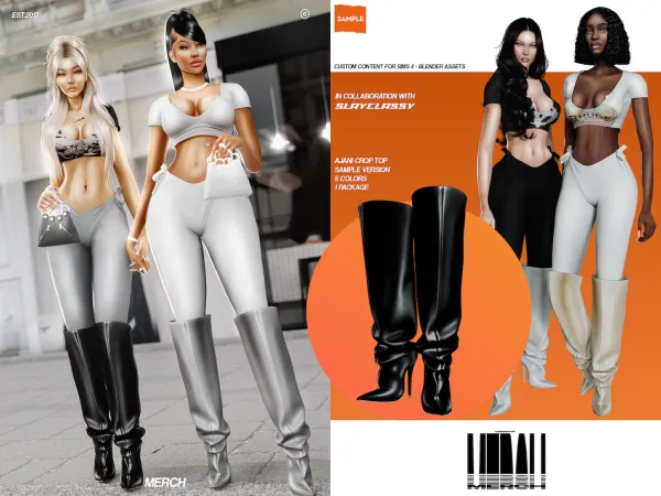 Alpha MERCH Ajani Crop Top Sample - The Sims 4 Custom Content