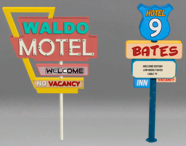 Mix Bonus signs hotel by simsfinds - The Sims 4 Custom Content