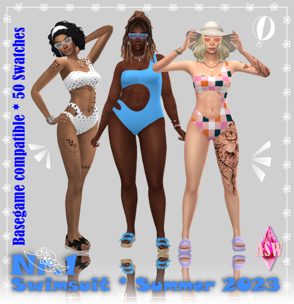 Maxis Match Swimsuits Summer 2023 Nr 1 by simsfinds - The Sims 4 Custom Content