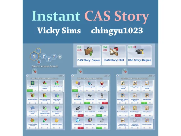 Maxis Match Instant CAS Story Preferences - The Sims 4 Custom Content