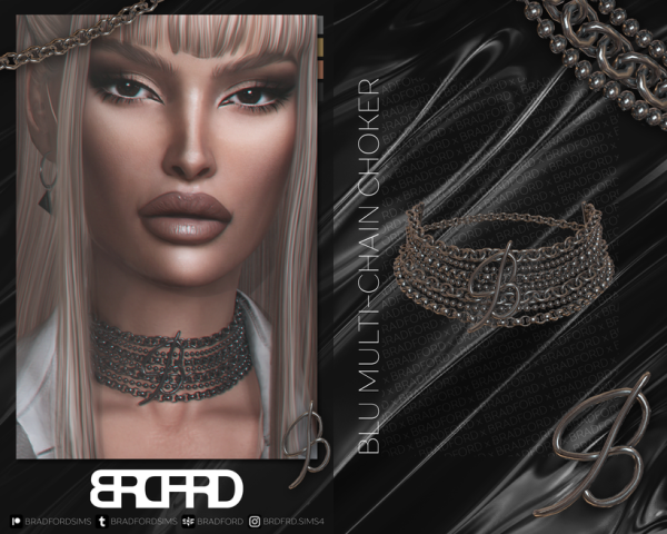 Alpha BLU MULTI CHAIN CHOKER by bradford - The Sims 4 Custom Content