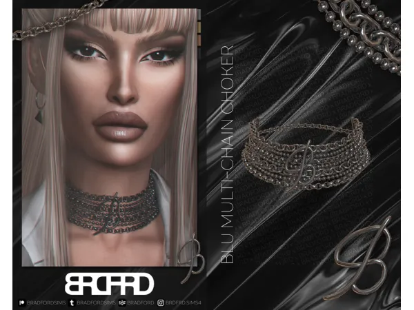 Alpha BLU MULTI CHAIN CHOKER - The Sims 4 Custom Content