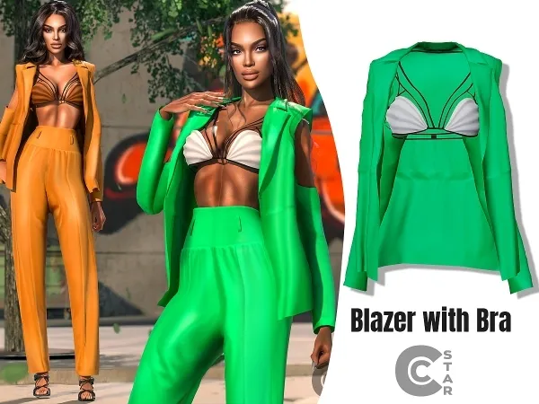 Alpha Blazer with Bra cool_content_star - The Sims 4 Custom Content
