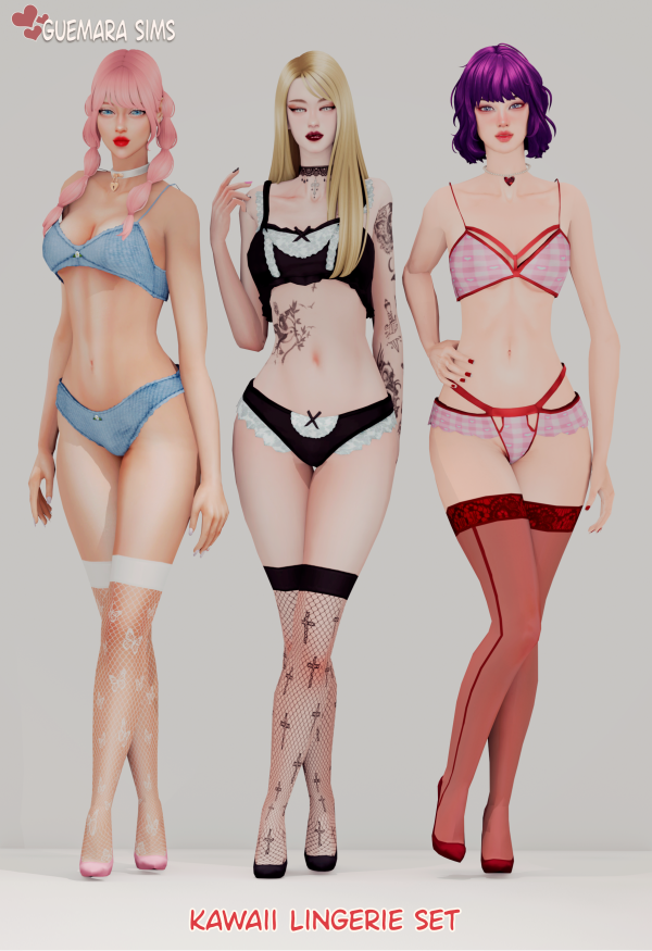 Alpha Kawaii Lingerie Set by simsfinds - The Sims 4 Custom Content