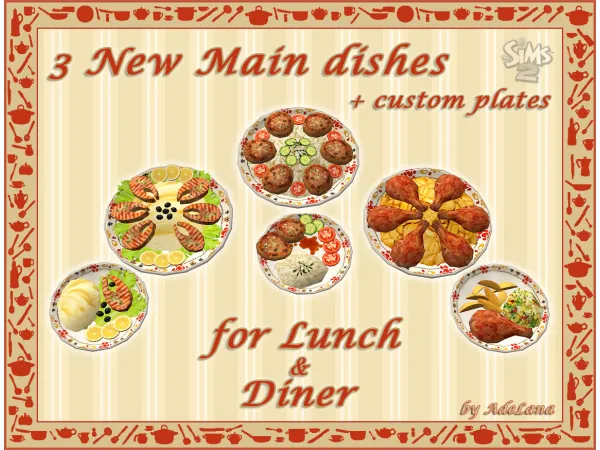 3 New main dishes food - The Sims 2 Custom Content
