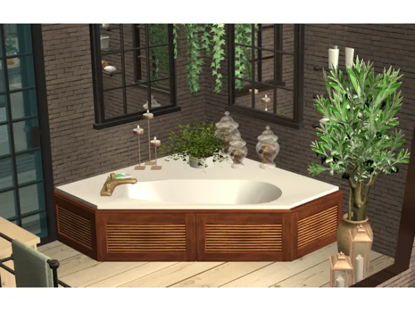 SDA Louisiana addon Corner Bathtub Cover - The Sims 2 Custom Content