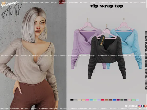 Alpha Wrap Top by simsfinds - The Sims 4 Custom Content