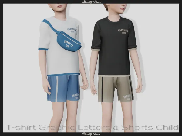 Alpha T shirt Graphic Letters Child - The Sims 4 Custom Content