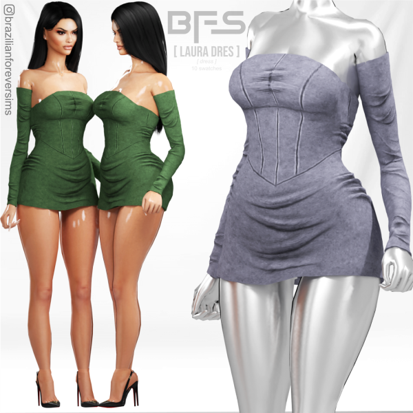 Alpha 10 LAURA DRESS by simsfinds - The Sims 4 Custom Content