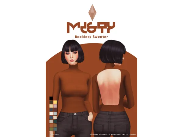 Maxis Match Misty Backless Sweater - The Sims 4 Custom Content