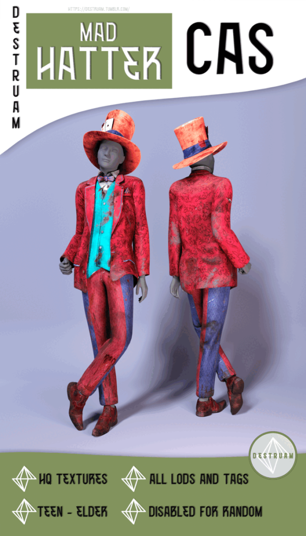 Alpha Mad Hatter Wonderful Alice outfit by simsfinds - The Sims 4 Custom Content