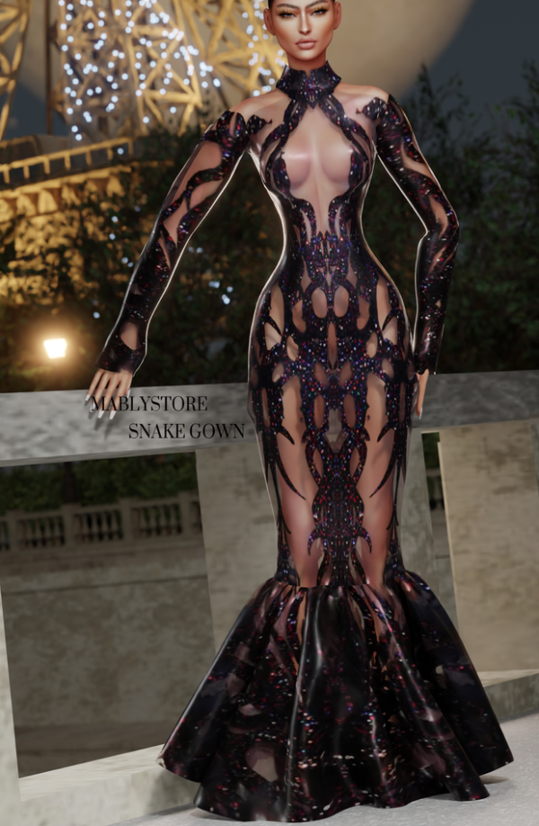 Alpha SNAKE GOWN by simsfinds - The Sims 4 Custom Content