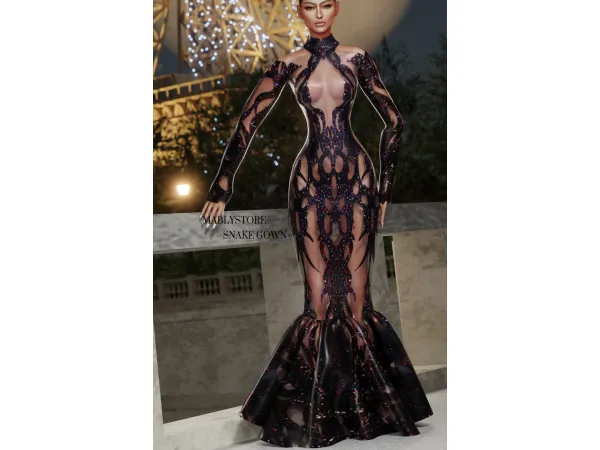 Alpha SNAKE GOWN - The Sims 4 Custom Content