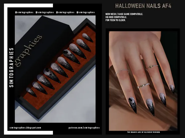 Alpha Halloween Nails AF4 - The Sims 4 Custom Content