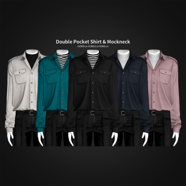 Alpha Double Pocket Shirt Mockneck by simsfinds - The Sims 4 Custom Content