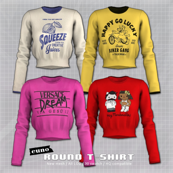 Alpha Round T shirt by euno - The Sims 4 Custom Content