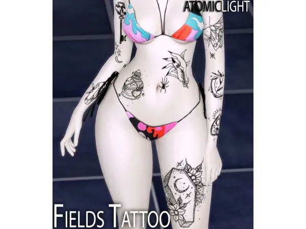 Mix Fields Tattoo by atomiclight - The Sims 4 Custom Content