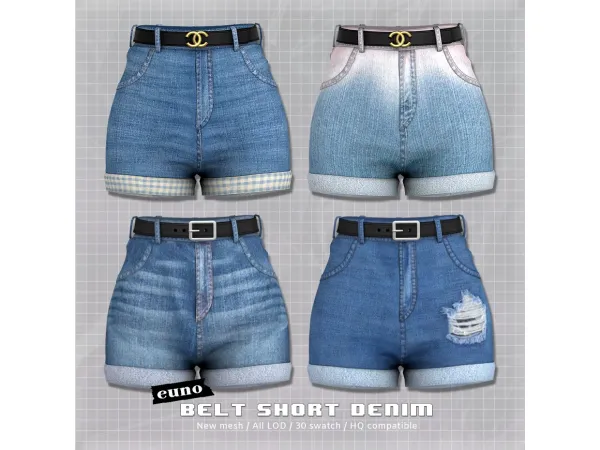 belt short denim by euno sims