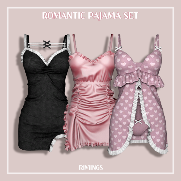 Alpha [RIMINGS] Romantic Pajama Set by simsfinds - The Sims 4 Custom Content
