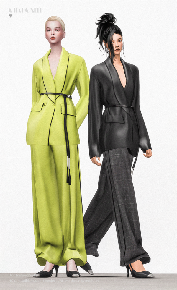 Alpha Dint Trimmed Suit by simsfinds - The Sims 4 Custom Content