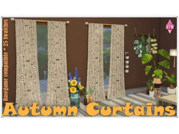 Maxis Match Autumn Curtains - The Sims 4 Custom Content