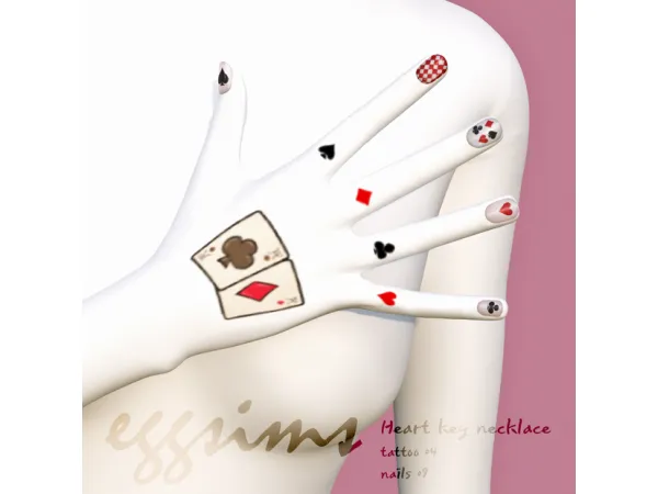 Mix [EGGSIMS] nails 09 and tattoo 04 - The Sims 4 Custom Content