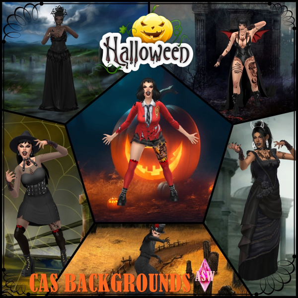 Mix CAS Backgrounds Halloween 2023 by simsfinds - The Sims 4 Custom Content