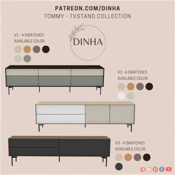 Alpha Tommy TvStand Collection by dinhagamer - The Sims 4 Custom Content