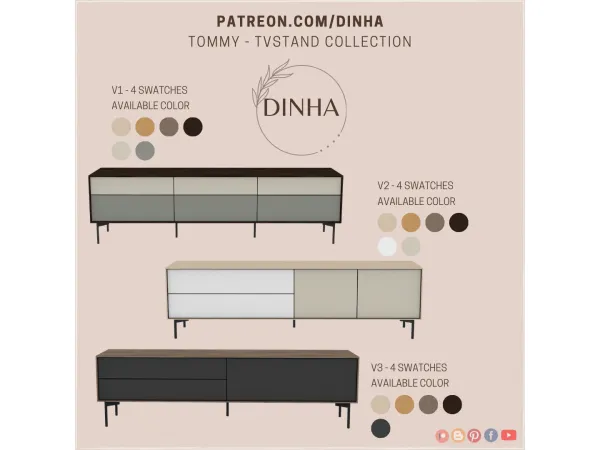 Alpha Tommy TvStand Collection - The Sims 4 Custom Content