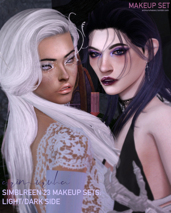 Alpha arimuruha SIMBREEN'23 MAKE UP SET LIGHTDARK SIDE by simsfinds - The Sims 4 Custom Content