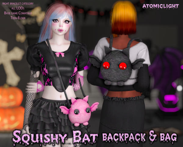 Mix Squishy Bat Bag and Backpack by simsfinds - The Sims 4 Custom Content
