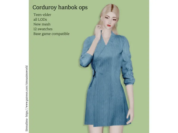Alpha Female corduroy hanbok dress - The Sims 4 Custom Content