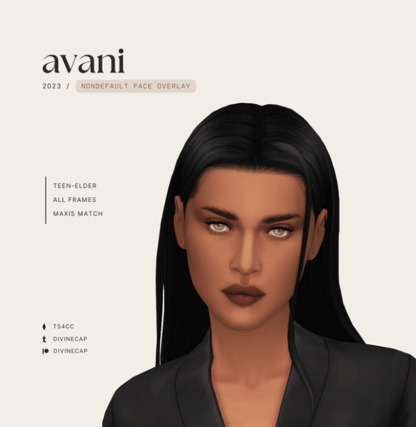 Maxis Match 'avani' nondefault face overlay by simsfinds - The Sims 4 Custom Content