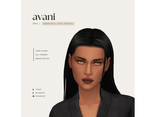 Maxis Match 'avani' nondefault face overlay - The Sims 4 Custom Content