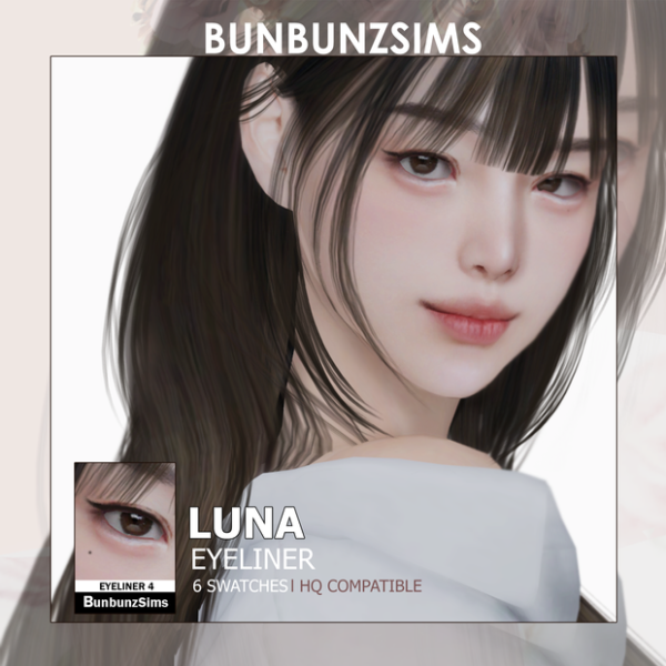 Alpha Luna eyeliner 6 swatches by simsfinds - The Sims 4 Custom Content