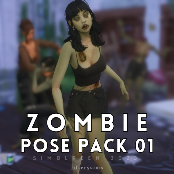 Mix Zombie Pose Pack Simblreen 2023 by simsfinds - The Sims 4 Custom Content