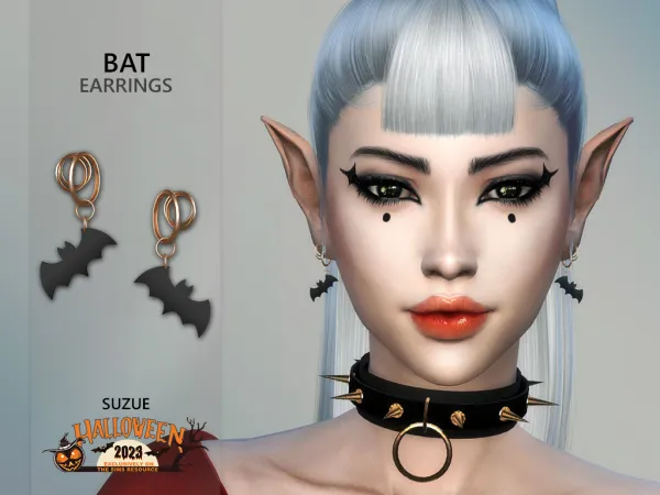 Alpha Halloween Bat Earrings - The Sims 4 Custom Content