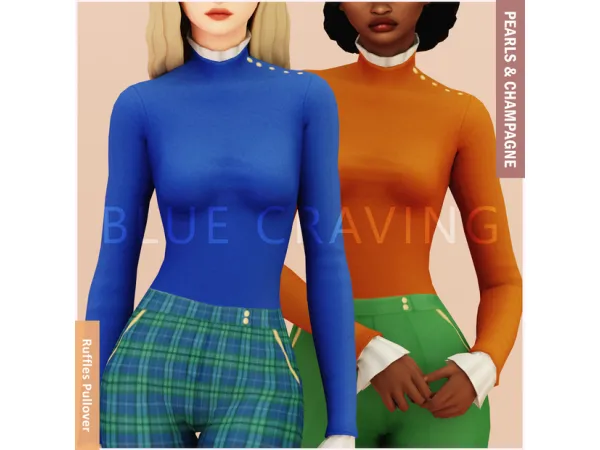 Mix Blue Craving Ruffles Pullover - The Sims 4 Custom Content