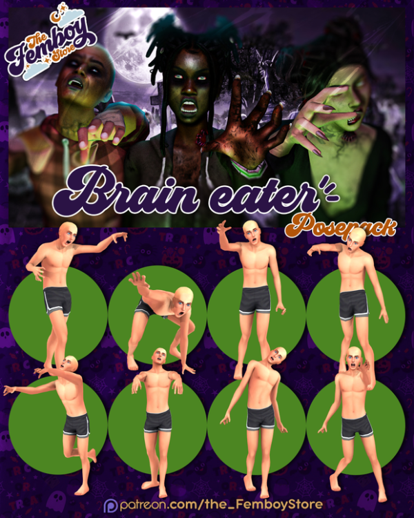 Mix [FEMBOY] Brain eater Posepack by simsfinds - The Sims 4 Custom Content