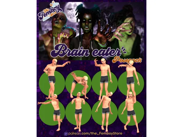 Mix [FEMBOY] Brain eater Posepack - The Sims 4 Custom Content